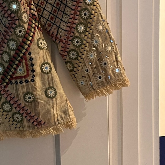 Vintage 100% cotton Indian hand embroidered mirror work bead embellished jacket - Picture 10 of 14